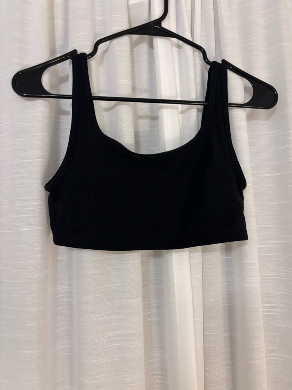 Aritzia Black Scoop-Neck Sports Bra with Gold Logo